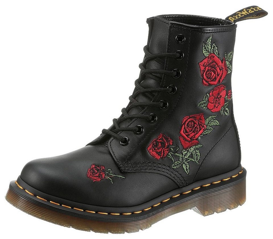 DR MARTENS Vonda Schnürboots mit schöner Rosenstickerei