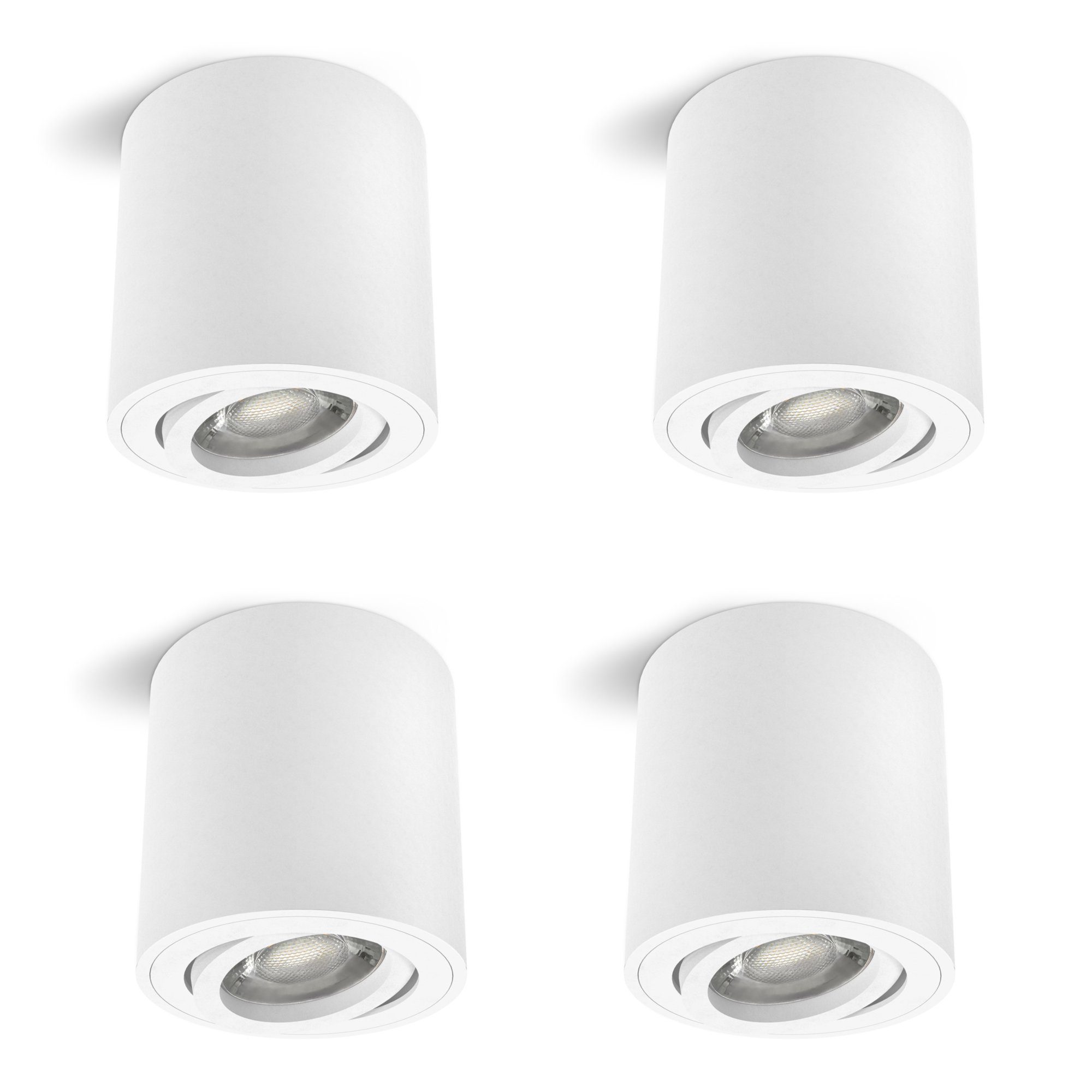 linovum LED Aufbaustrahler 4 x runde Aufbauleuchten CORI in matt weiss & schwenkbar, Leuchtmittel nicht inklusive, Leuchtmittel nicht inklusive