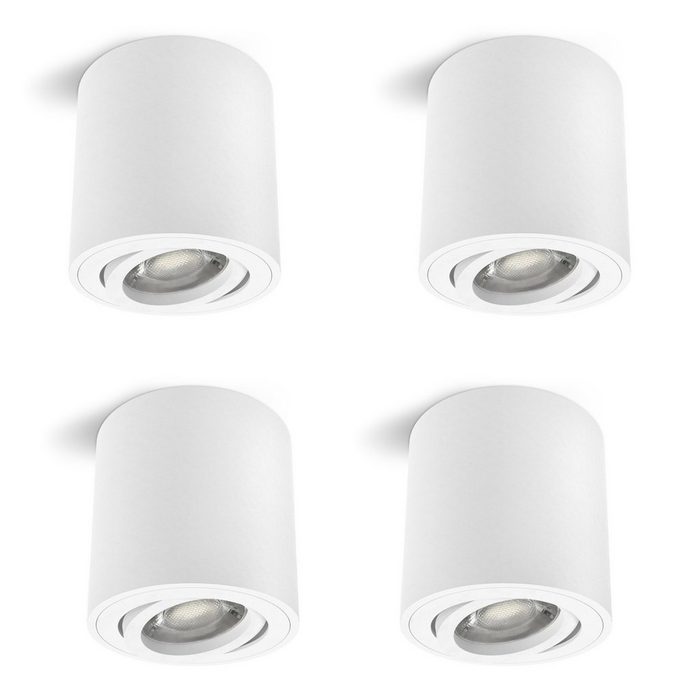 linovum LED Aufbaustrahler 4 Stück runde Aufbauleuchten CORI in matt weiß & schwenkbar geeignet für GU10 & LED Module Leuchtmittel nicht inklusive Leuchtmittel nicht inklusive