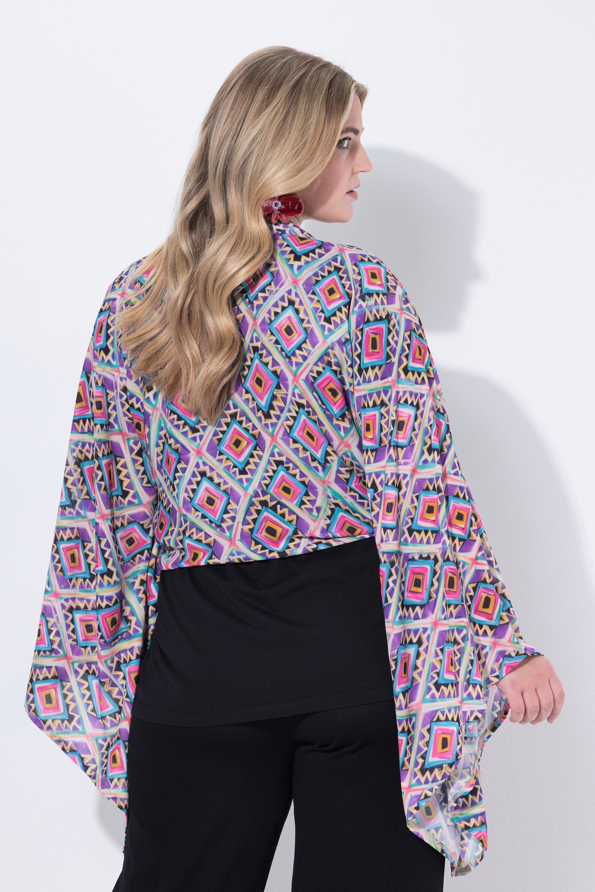 MIAMODA Blusenjacke Blusenbolero oversized grafisches Muster Langarm