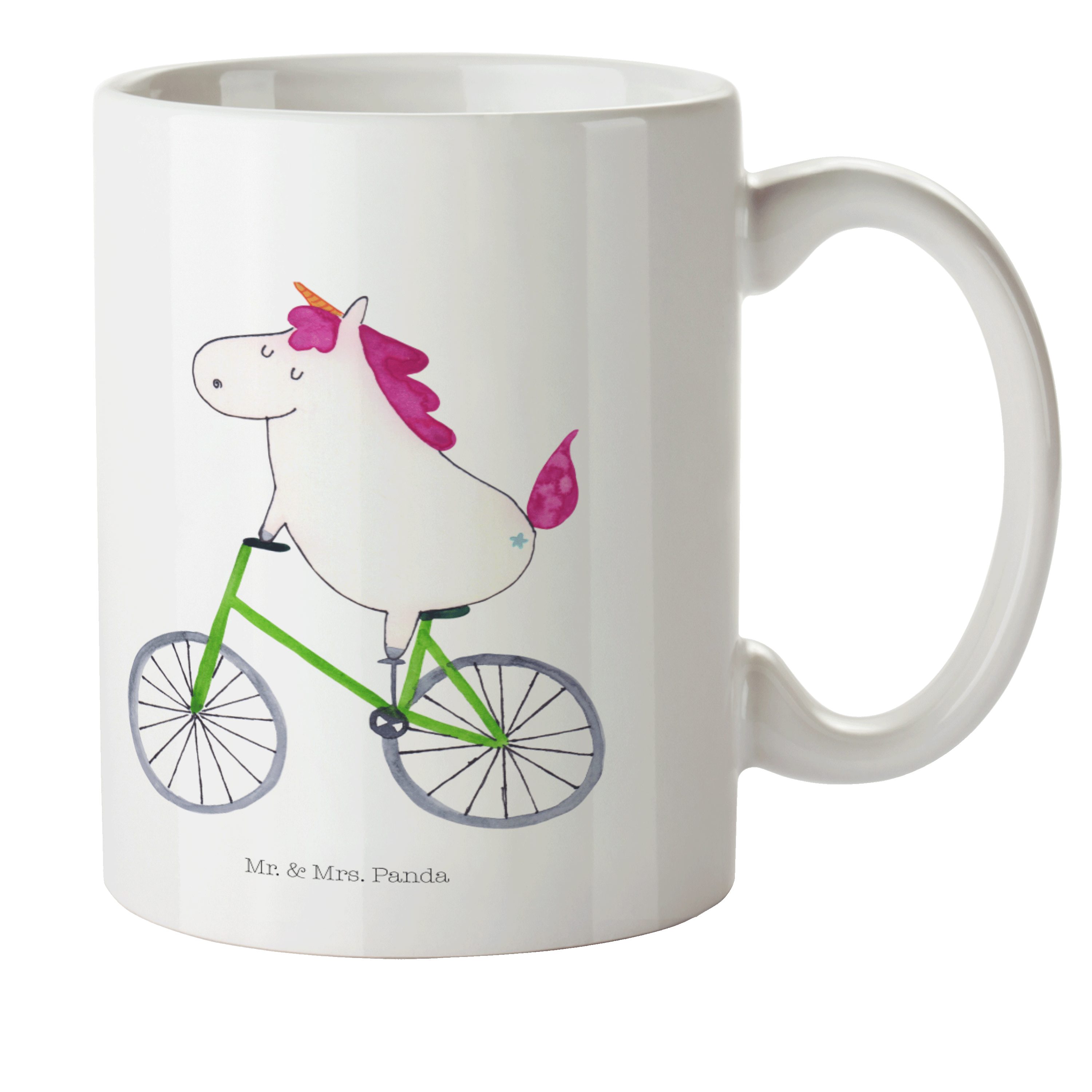 Deko, Einhorn Weiß Panda - Mrs. Einhorn Kinderbecher Radfahrer - Mr. Geschenk, Kunststoff Kunststoff & Tasse,