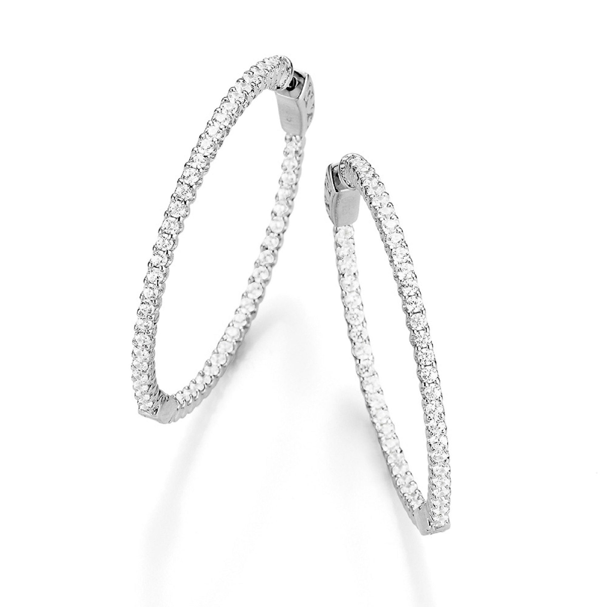 Paar Creolen mit funkelnden Zirkonia Steinen, Silber 925