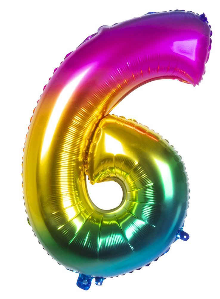 Boland Folienballon Folienballon 6 rainbow 86 cm, Ballon zur Befüllung mit Gas - für Geburtstag & Jubiläum