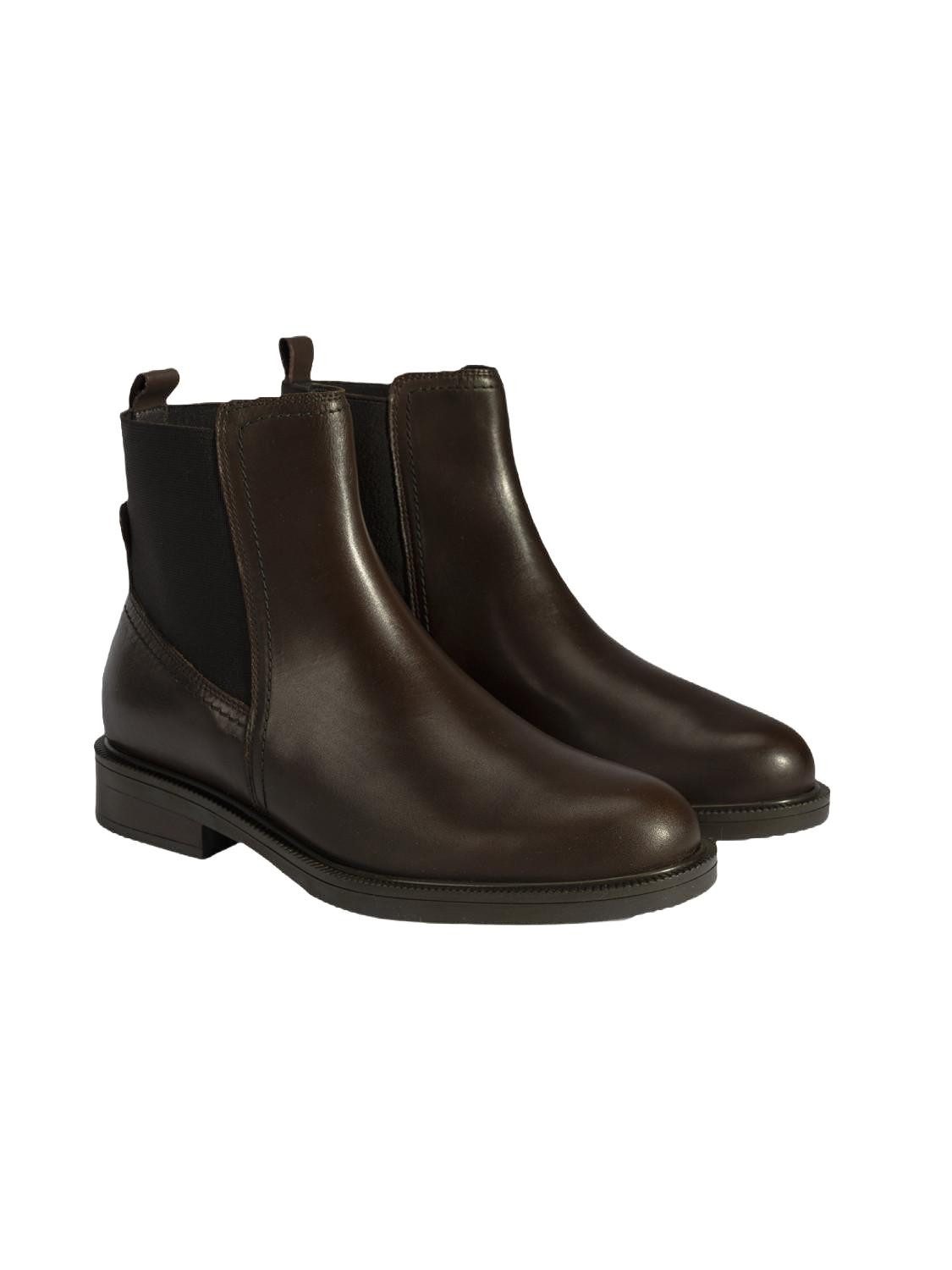 Desa Damen-Ankle-Boots – Echtleder, Animal-Print-Details, elastische Schnü Stiefel