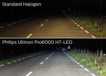 Philips KFZ-Ersatzleuchte Philips Ultinon Pro6000 H7 LED Scheinwerferlampe mit Straßenzulassung, H7, 2 St., Kaltweiß