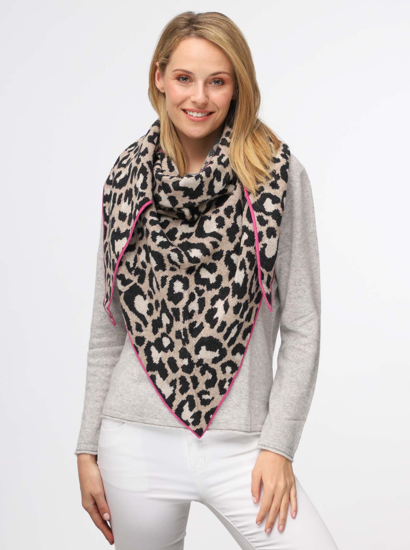 Zwillingsherz Dreieckstuch "Summer Lacey", Feinstrick, Leomuster, Neonkante