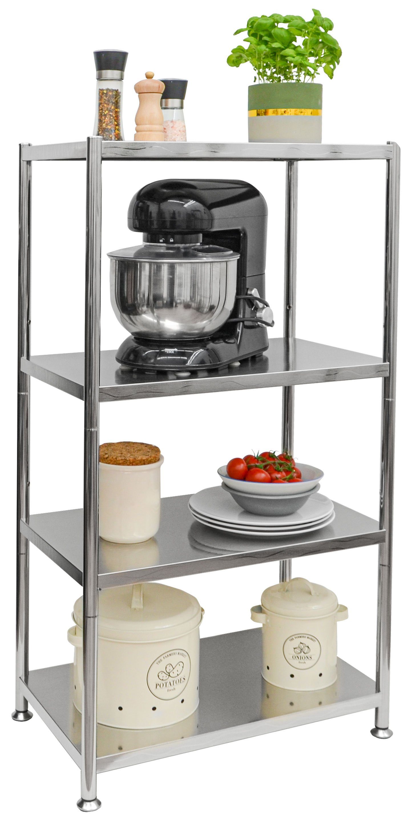 shelfr Regal 4 Ebenen Edelstahl Regal günstig online kaufen