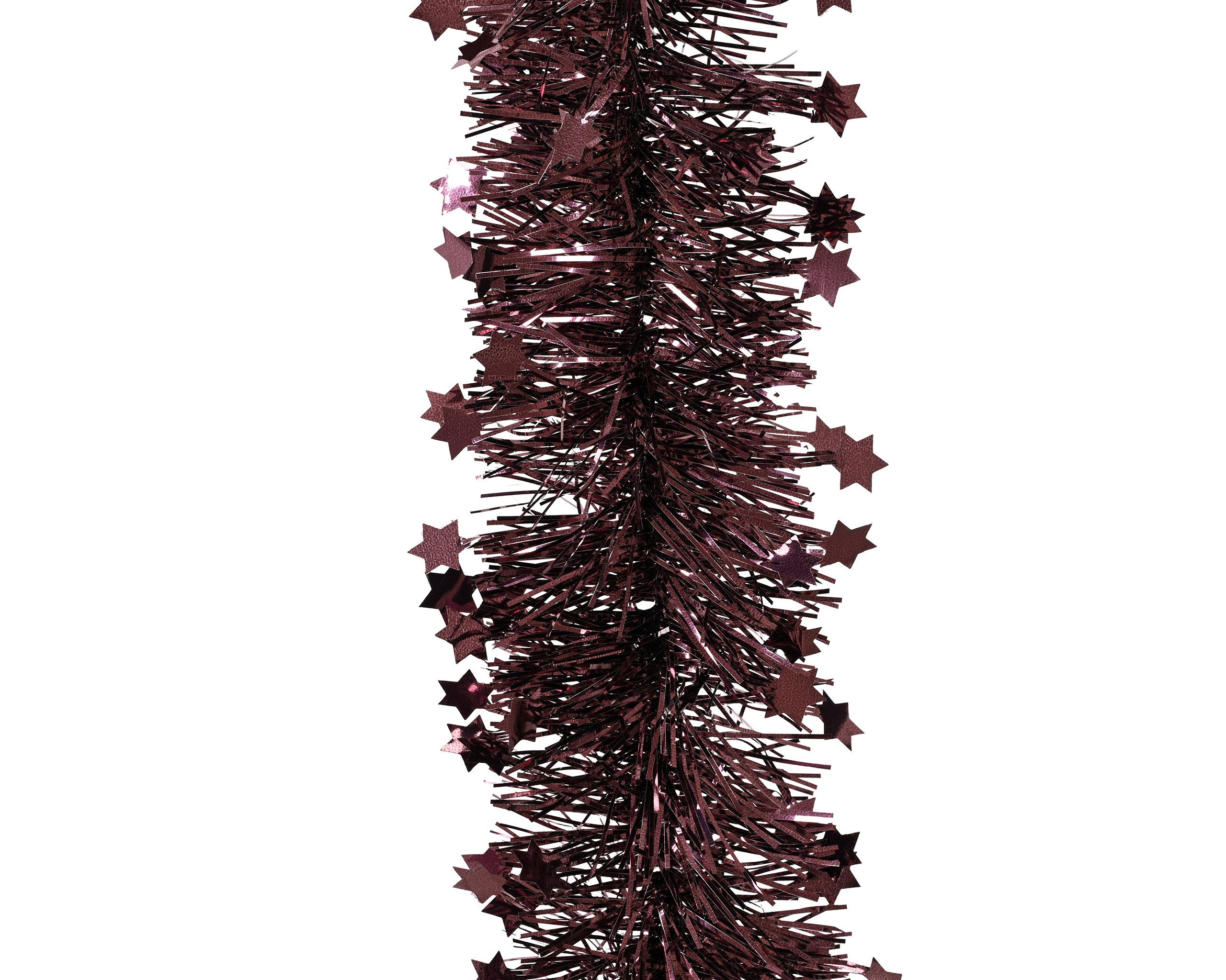 Kaemingk Гірлянда декоративна, Weihnachtsgirlande Lametta mit Sternen 9cm x 2,7m - Dunkel Mauve