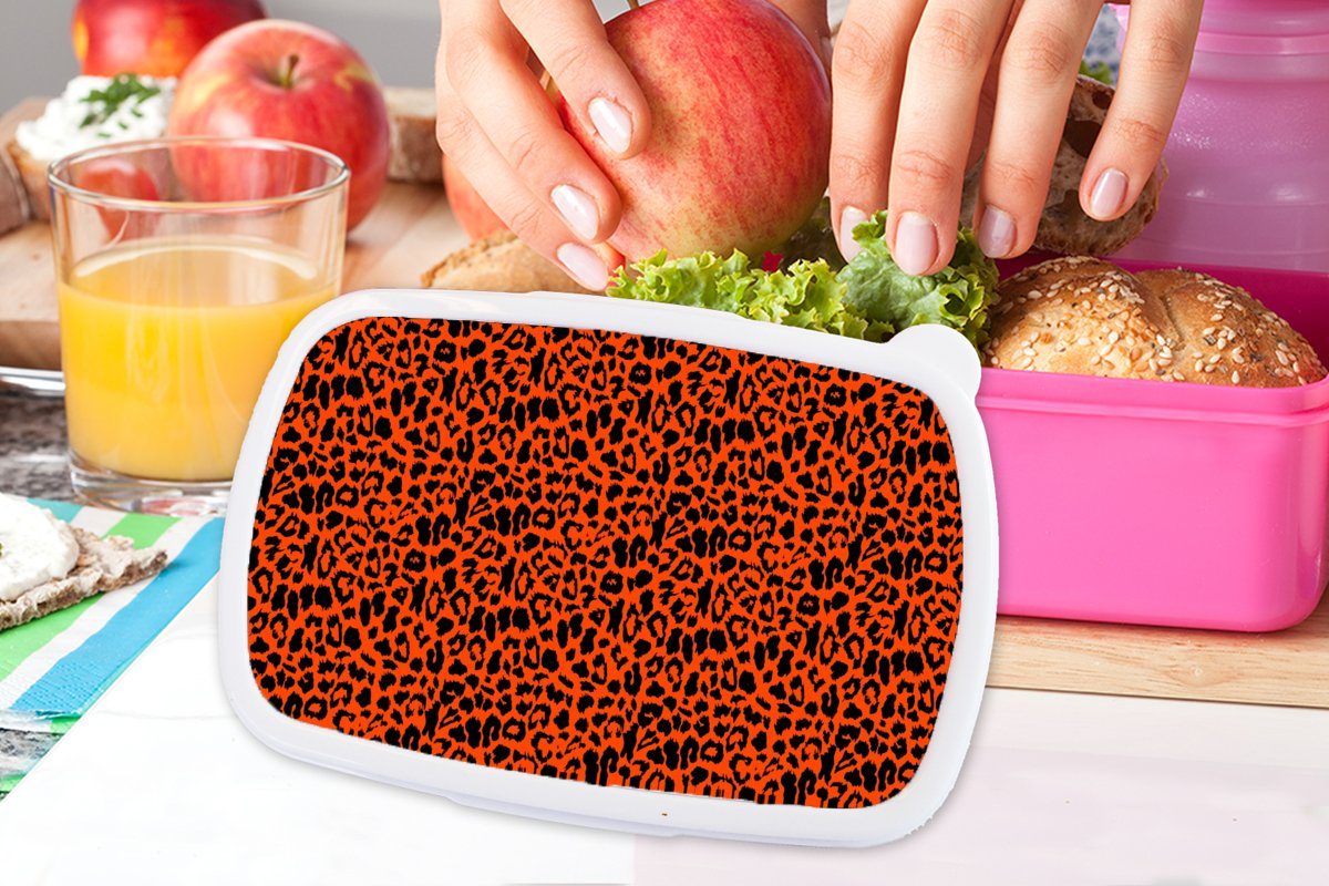 Tiermuster (2-tlg), Kunststoff, Brotdose rosa für Lunchbox Rot Erwachsene, Brotbox - Mädchen, Kinder, - MuchoWow Panther, Snackbox, Kunststoff