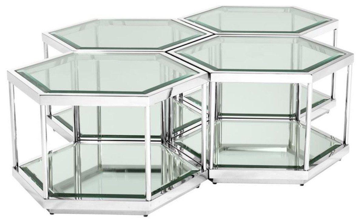 Casa Padrino Couchtisch Luxus Couchtisch / Wohnzimmertisch 4er Set Silber 60 x 52 x H. 36 cm - Wohnzimmermöbel
