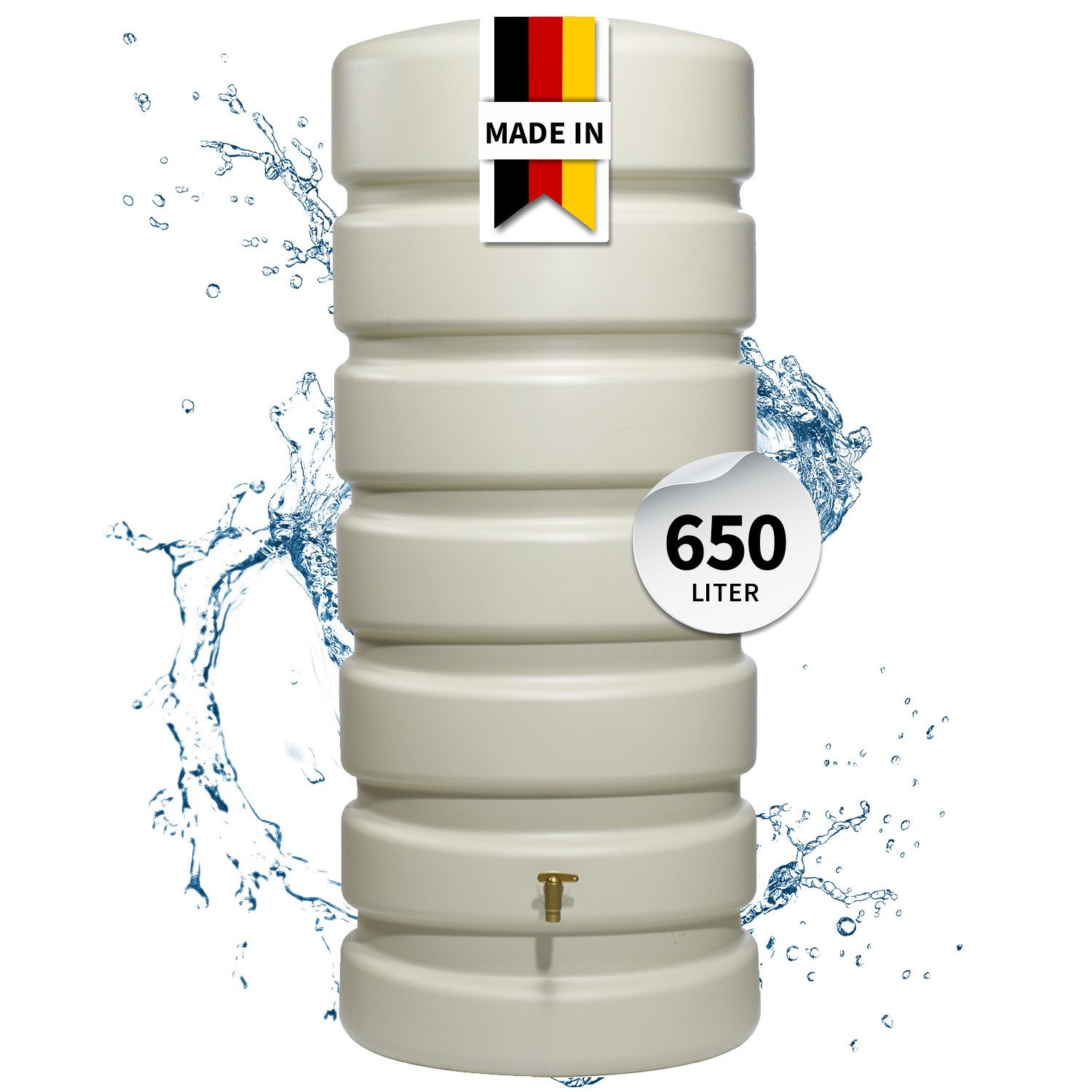 4rain Regentonne CLASSIC Wandtank 650 Liter sandbeige, 650 l