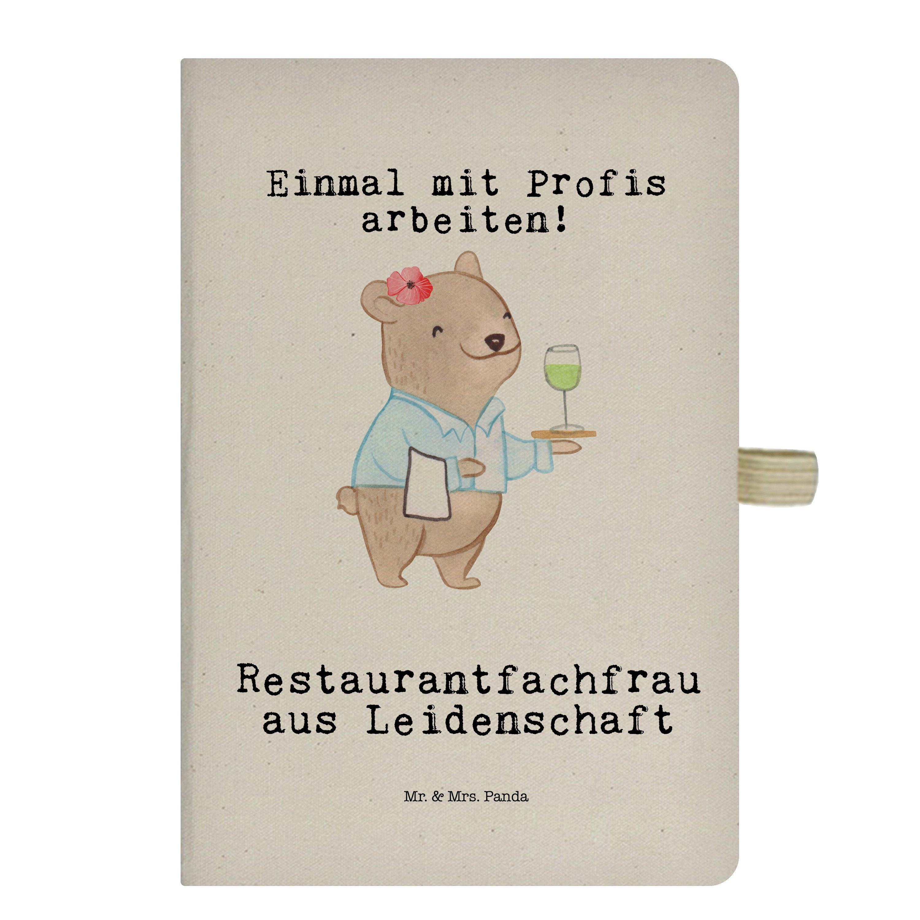 Mr. & Mrs. - Restaurantfachfrau - Transparent Panda Mrs. Schreib aus Geschenk, Panda Notizbuch Leidenschaft & Mr