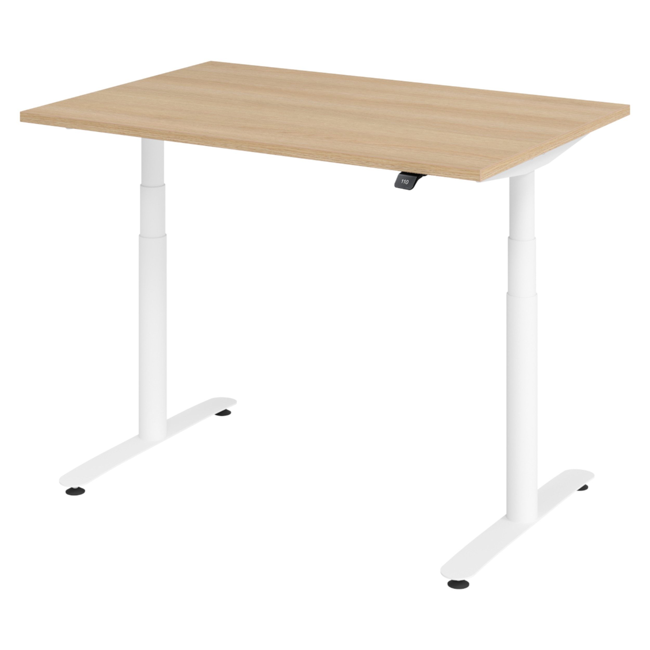 bümö Schreibtisch elektrisch Bluetooth & App XDLR elektrisch höhenverstellbar, Rechteck: 120 x 80 cm - Dekor: Eiche - Gestell: Weiß