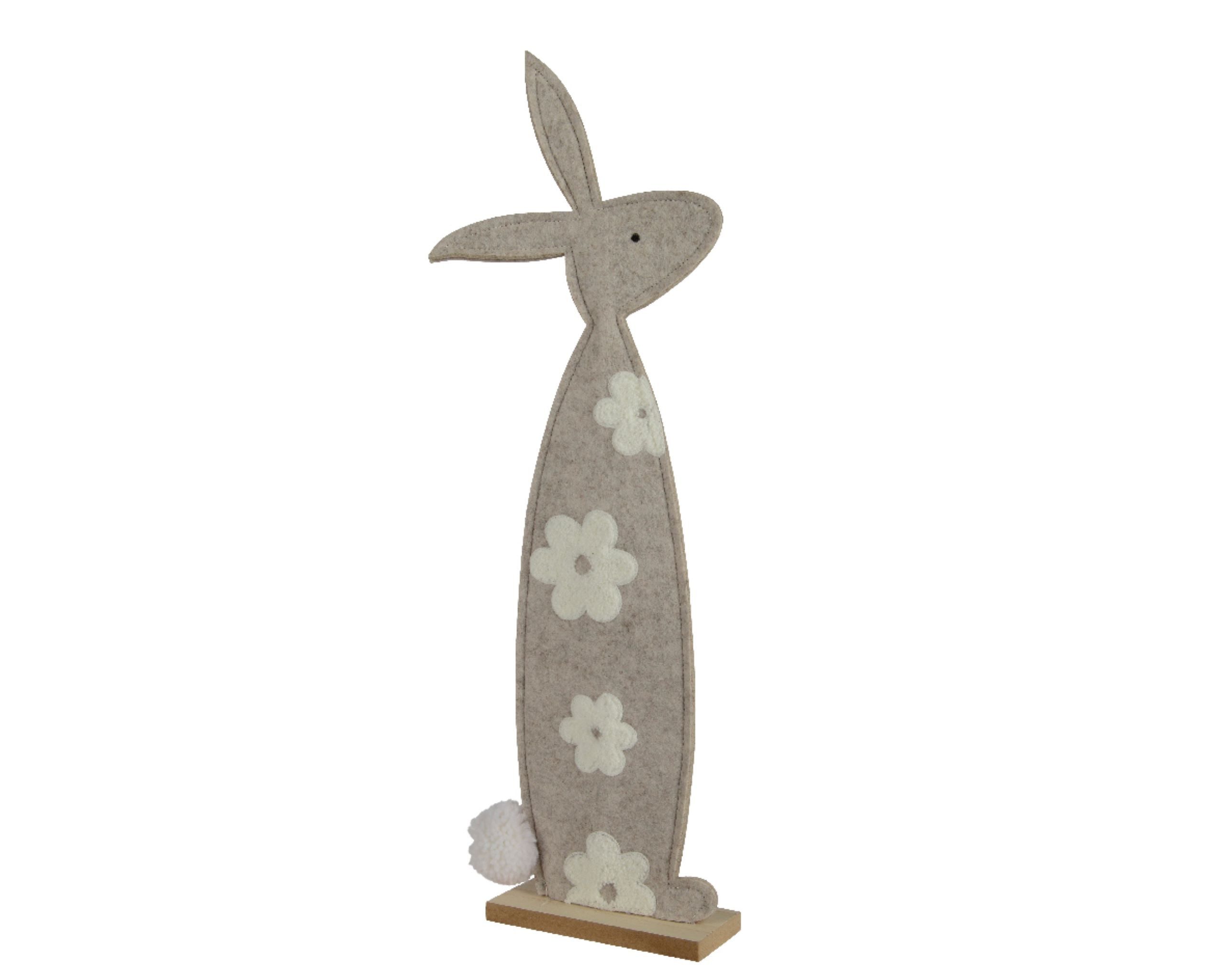 Decoris season decorations Osterhase, Dekofigur Hase 53cm Filz mit weißem Blumenmotiv Beige