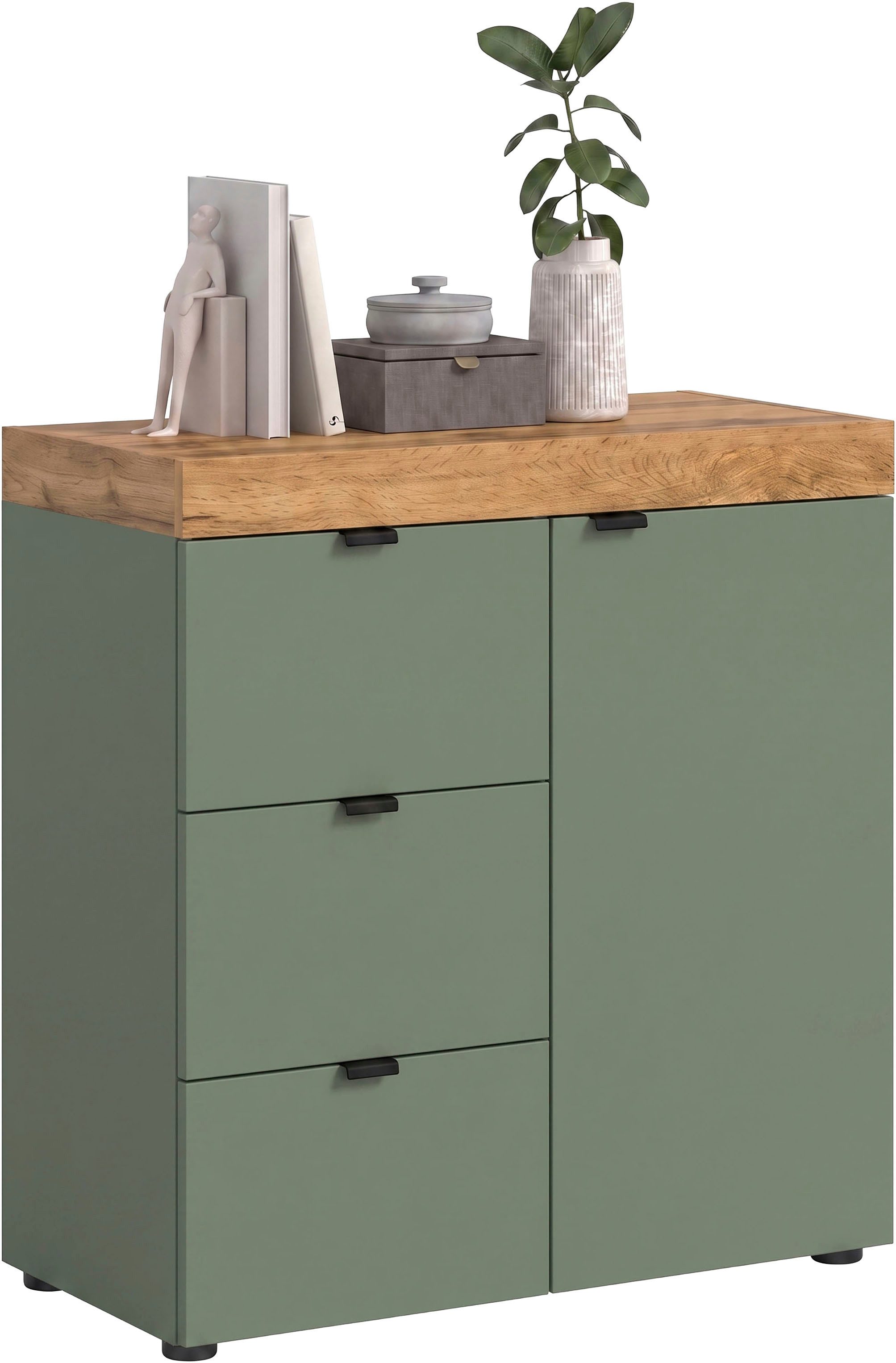 OTTO home Kommode MAMBO II, Breite 77 cm, 1 Tür, 1 Einlegeboden, 3 Schubkästen (1 St., 2-farbige Ausführung, in verschiedenen modernen Trendfarben erhältlich), Kommode, Anrichte, Wohnzimmer, Schlafzimmer