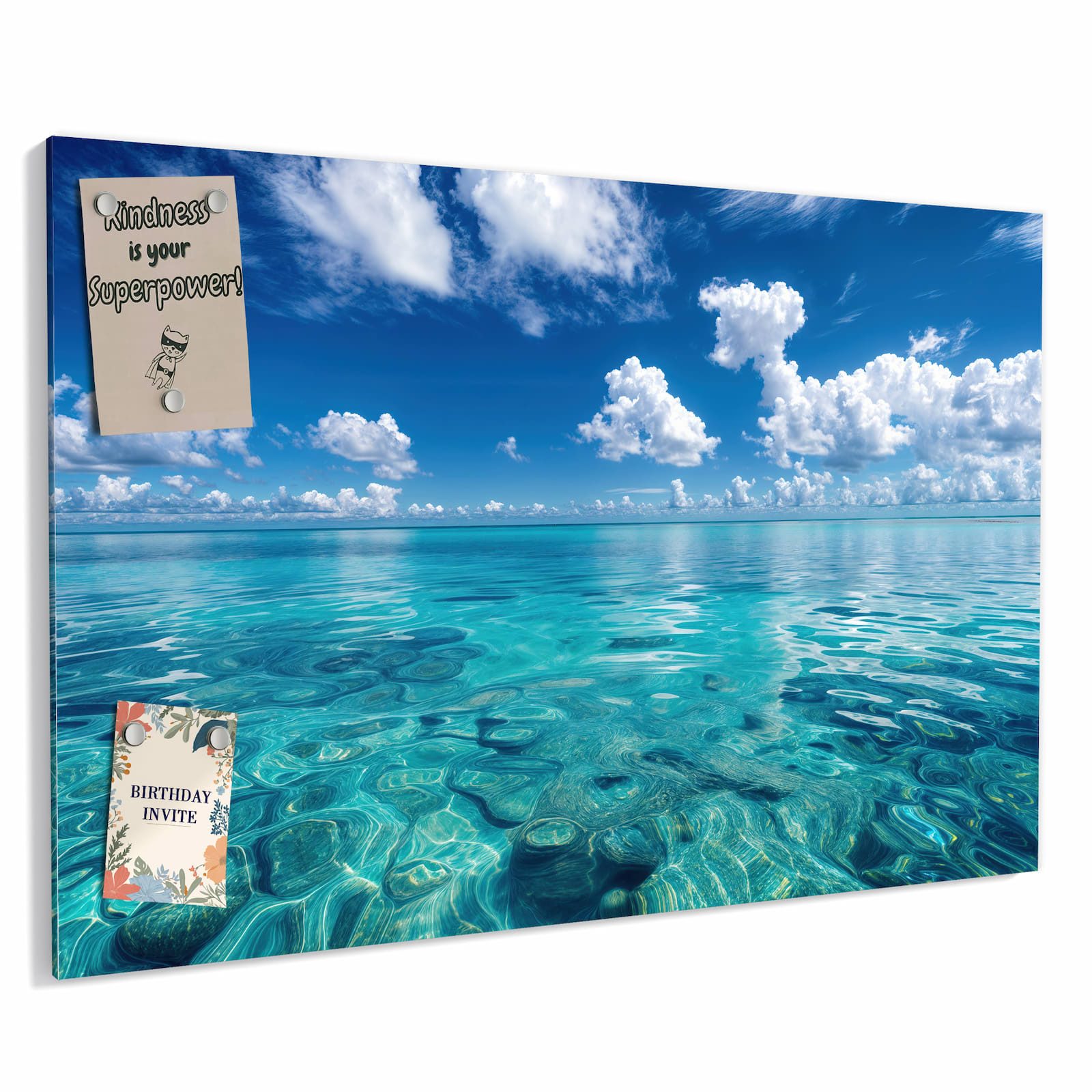Primedeco Memoboard Metall Meereshorizont – beschreibbar & magnetisch, (Inklusive Stift, Magnete und Montagematerial, 1-tlg., 9 verschiedene Größen), Magnetisch und Beschreibbar