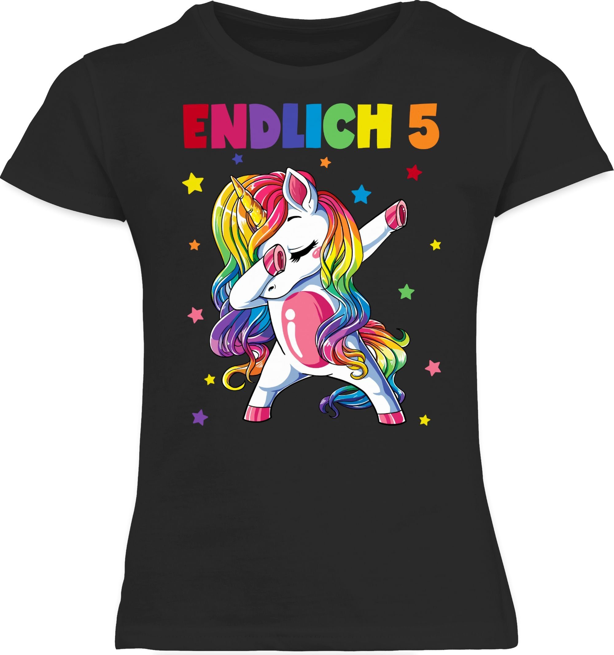 Shirtracer T-Shirt Endlich 5 Jahre - Fünf Jahre Dabbing Einhorn 5. Geburtstag
