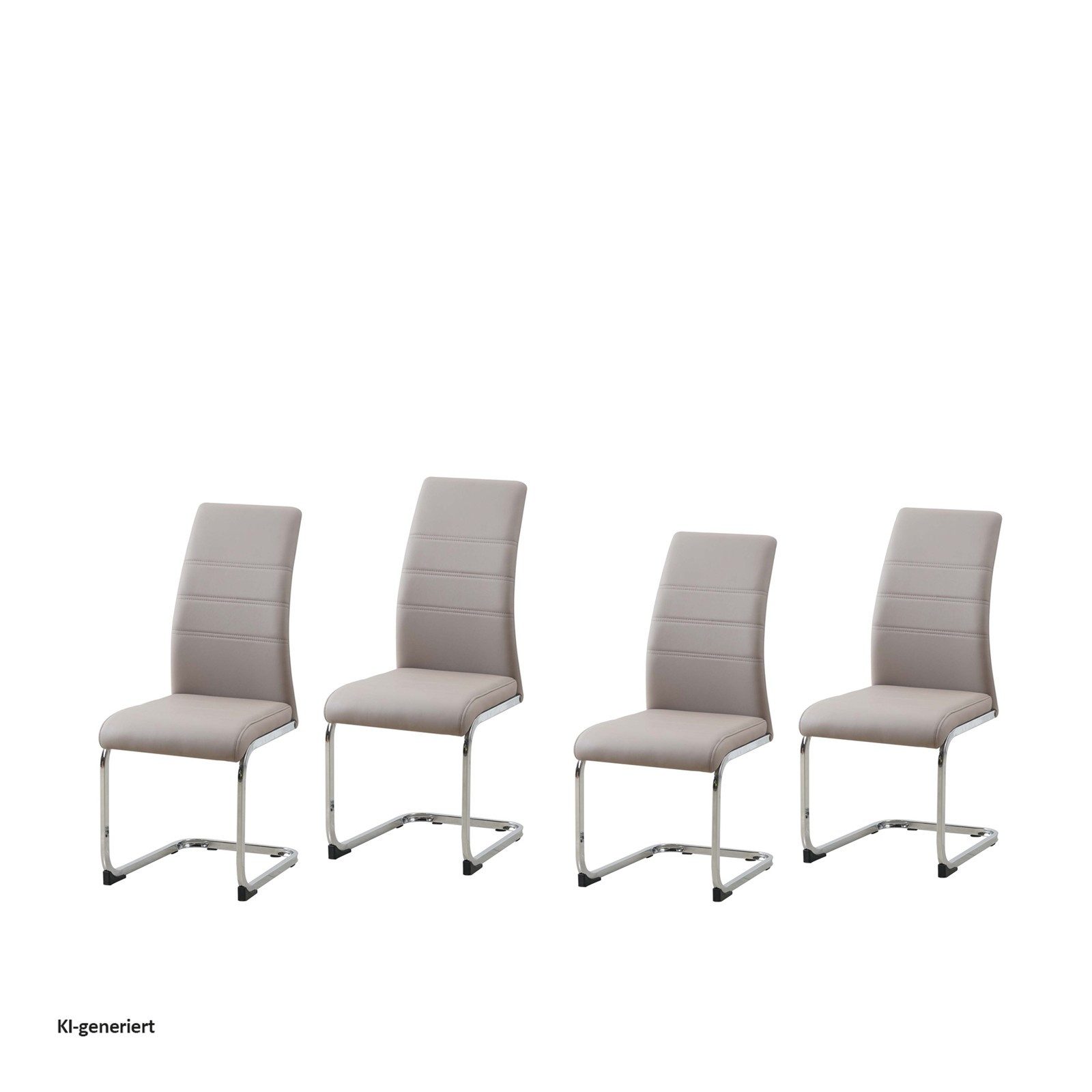 HTI-Line Freischwinger Schwingstuhl 4er Set PU cappuccino SallyC (Set, 4 St), Freischwinger Esszimmerstuhl Kunstleder