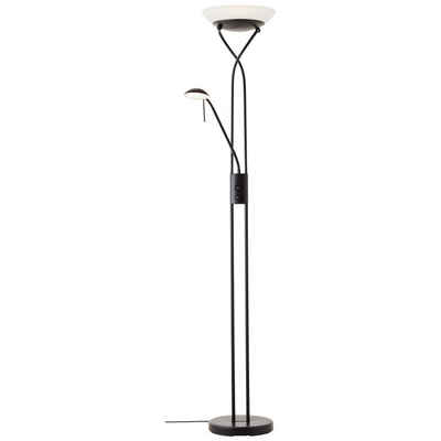 Brilliant Stehlampe Ollie, Ollie LED Deckenfluter Lesearm schwarz, Metall/Glas, 1x LED integriert