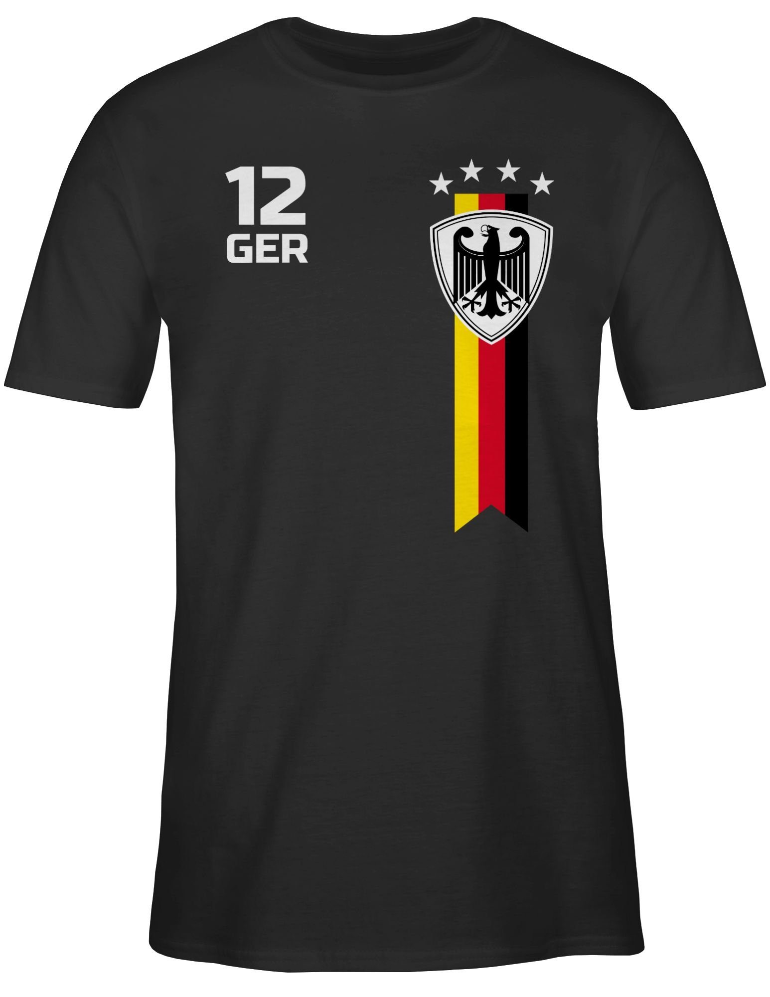 Deutschland Shirtracer T-Shirt Schwarz 2024 WM Fan EM 1 Fussball