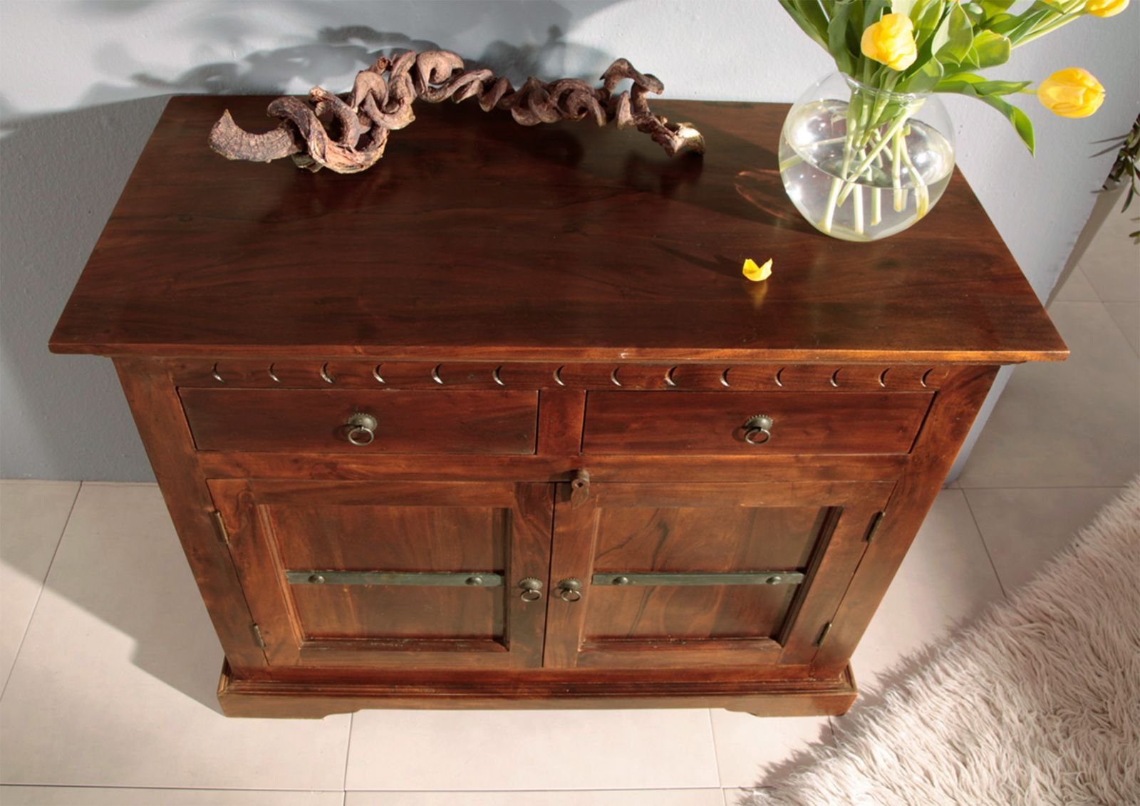 Massivmoebel24 Kommode OXFORD (Massivholz), Kommode Akazie 107x50x88 nougat lackiert OXFORD #424