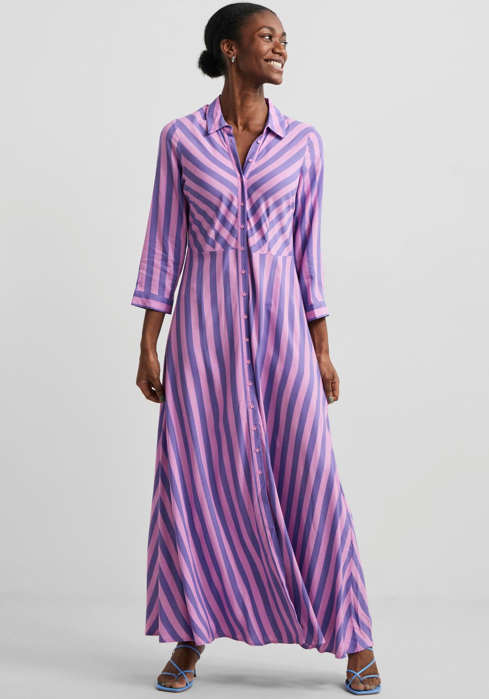 Y.A.S Hemdblusenkleid YASSAVANNA LONG PURPLE 3/4 mit Str:ASTER SHIRT DRESS Orchid Ärmel