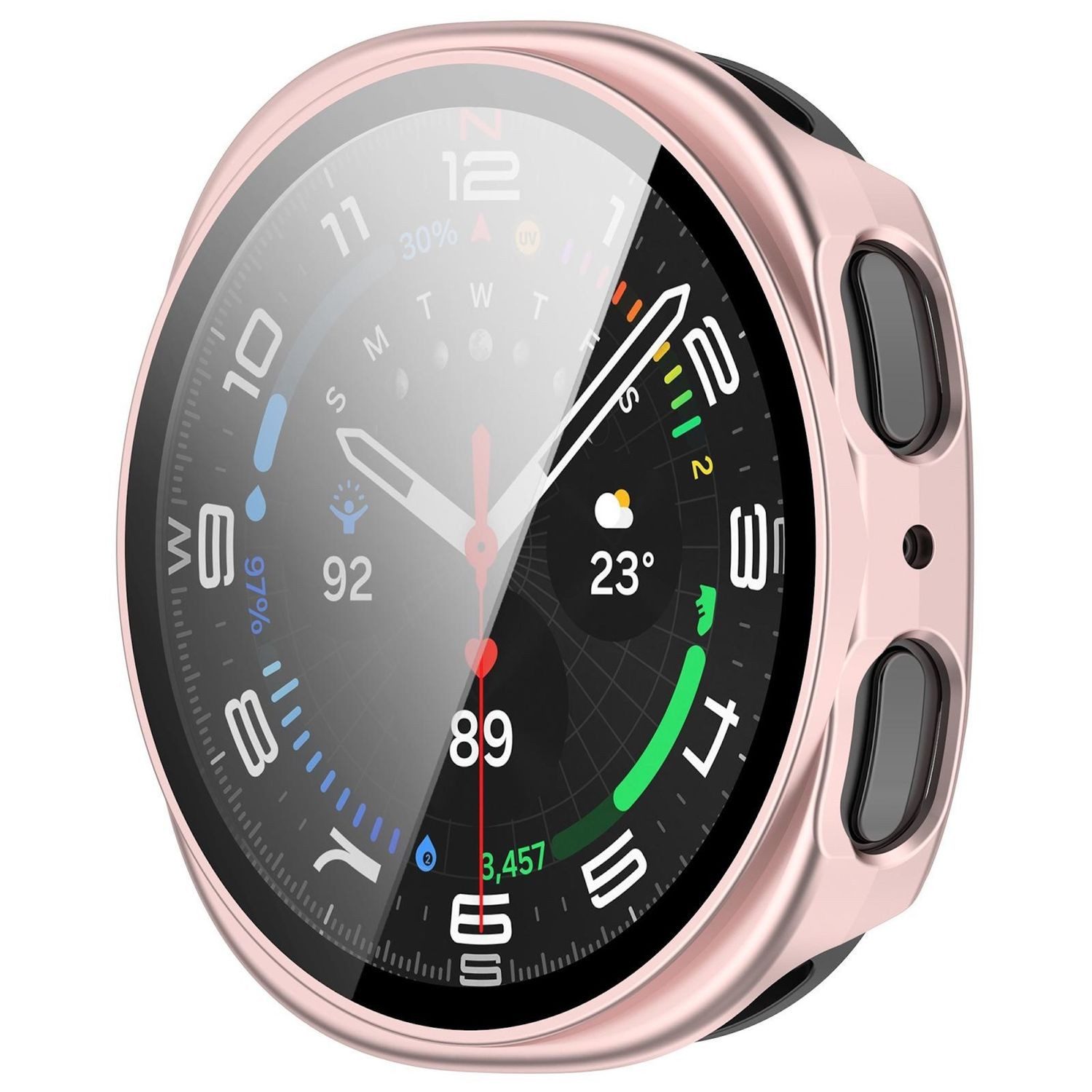 Wigento Smartwatch-Hülle + Schutzglas für Samsung Galaxy Watch 9 8 40mm Kunststoff 9H Rosa, Schutzhülle aus PC + Hart Glas für Rundumschutz – Bild 2 von 3