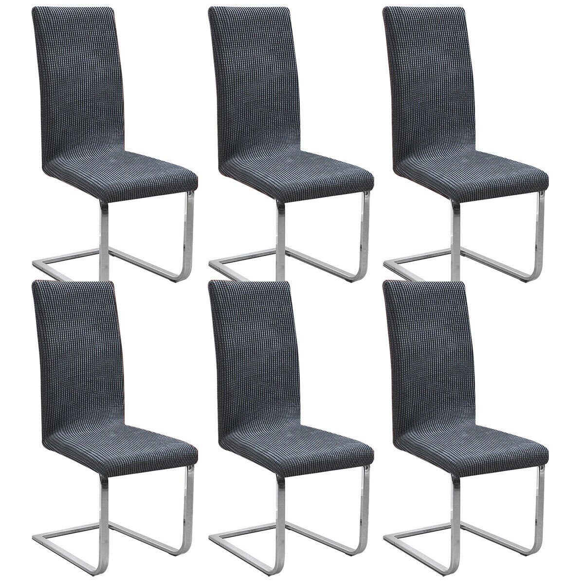 Stuhlhusse Stretch Stuhlbezug 6er Set Stuhlhussen Waschbar elastische, MOOHO Dunkelgrau|M