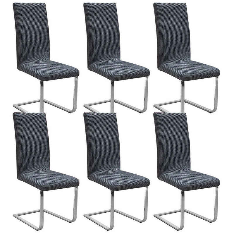 Stuhlhusse Stretch Stuhlbezug 6er Set Stuhlhussen Waschbar elastische, MULISOFT