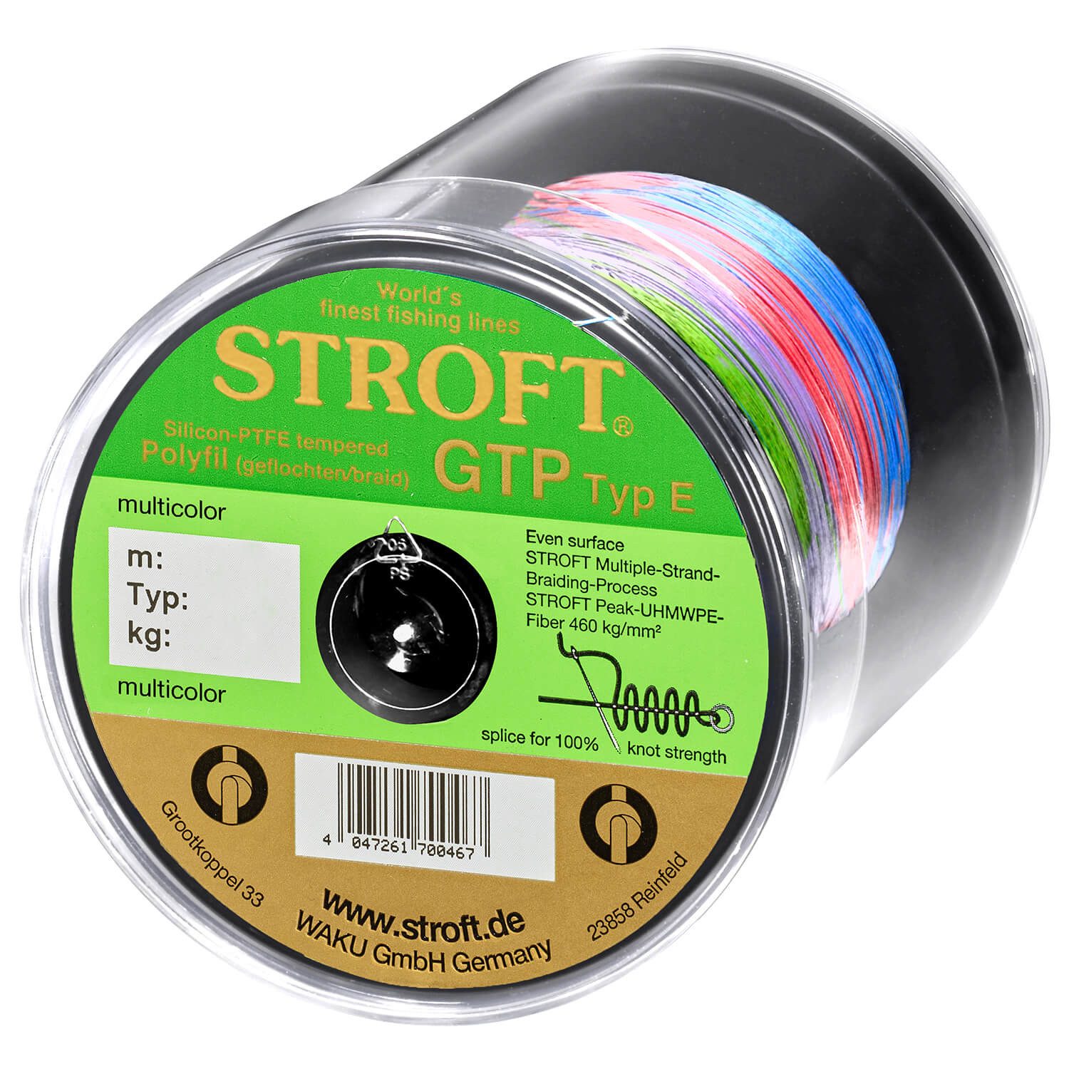 Stroft Angelschnur Stroft Schnur GTP Typ E geflochten multicolor 500m, 500 m Länge, 0.35 mm Fadendurchmesser, (1-St), 24kg Tragkraft