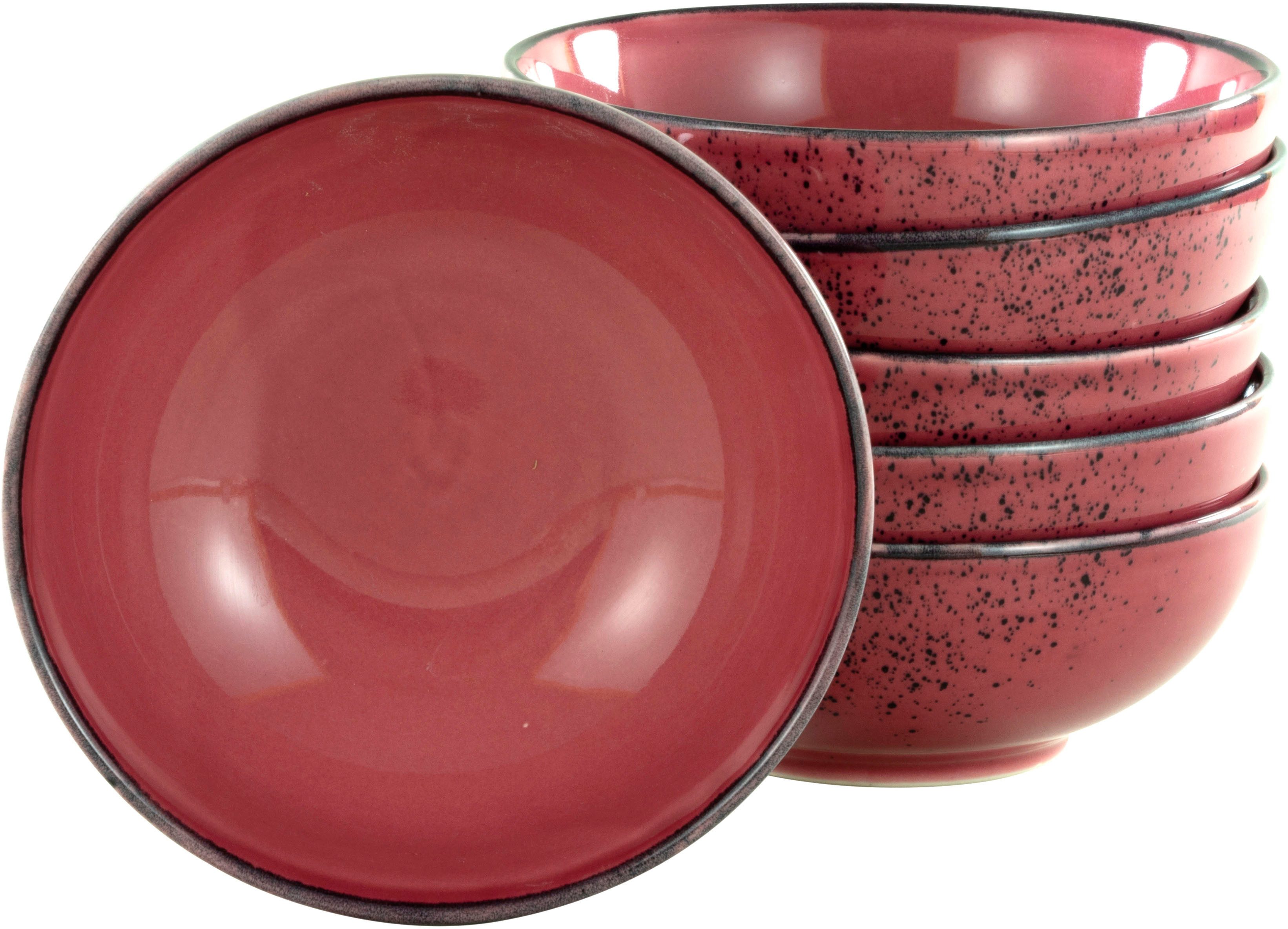 CreaTable Müslischale NATURE COLLECTION, Steinzeug, (Set, 6-tlg), Salatschale, Snackschale, Ø 16,5 cm