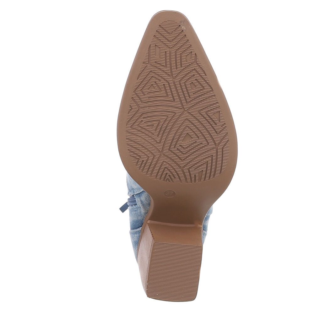 Ital-Design Damen Cowboyboots Western Westernstiefelette (88843768) Blockabsatz Stiefeletten in Hellblau – Bild 3 von 5