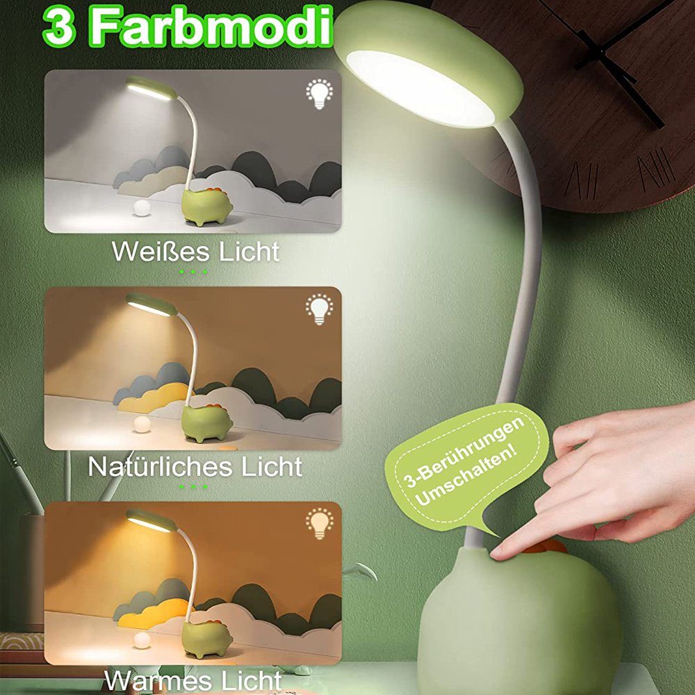 GelldG LED Dimmbare Nachttischlampe Kinder, für Schreibtischlampe Schreibtischlampe grün