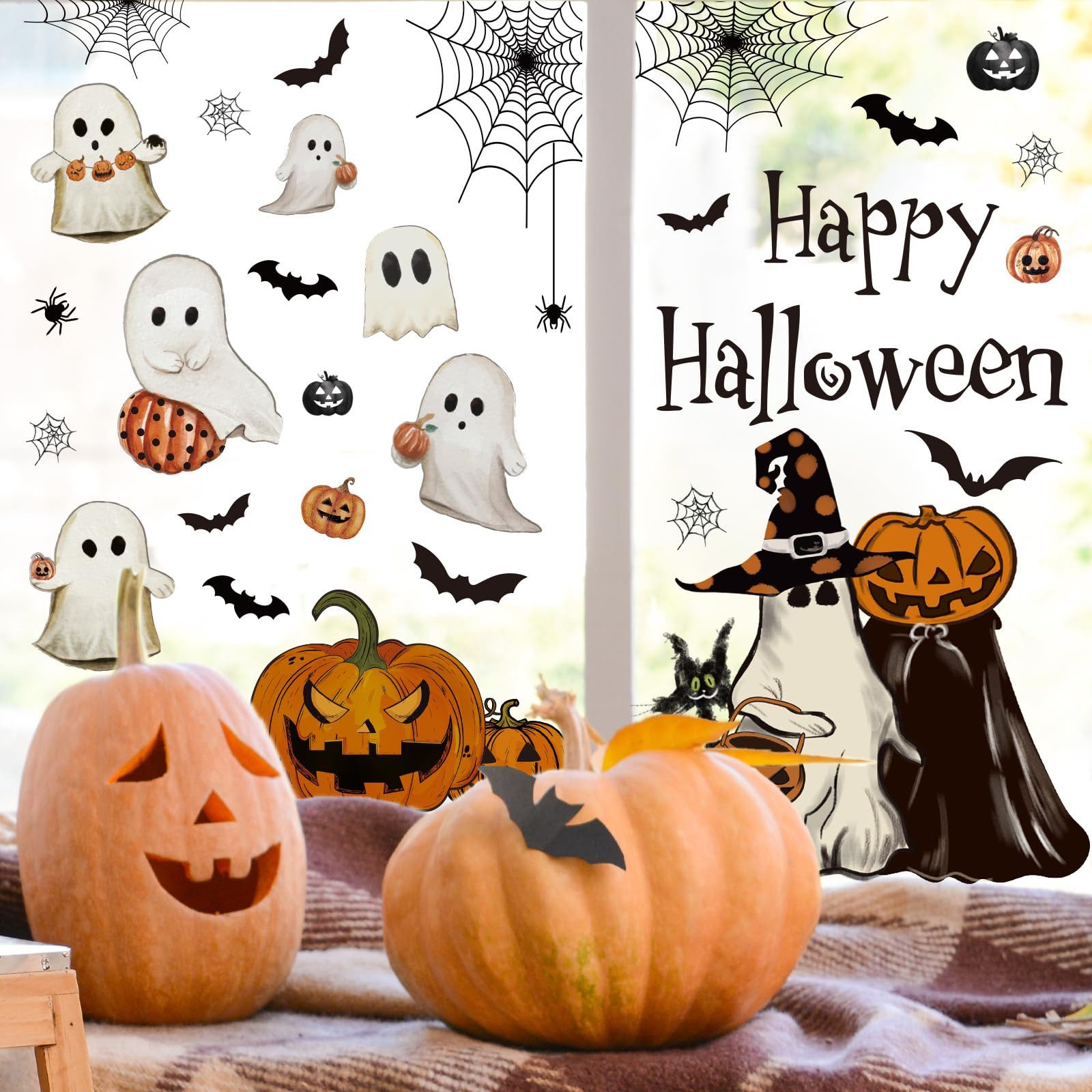 CLTYQ Fensterbild 6 Blatt Halloween Fensteraufkleber wiederverwendbare Fens günstig online kaufen