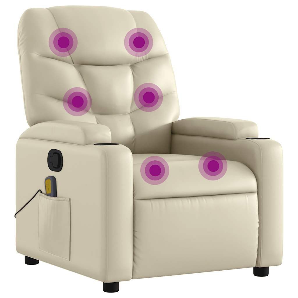 vidaXL Sessel Massagesessel Creme Kunstleder (1-St) günstig online kaufen