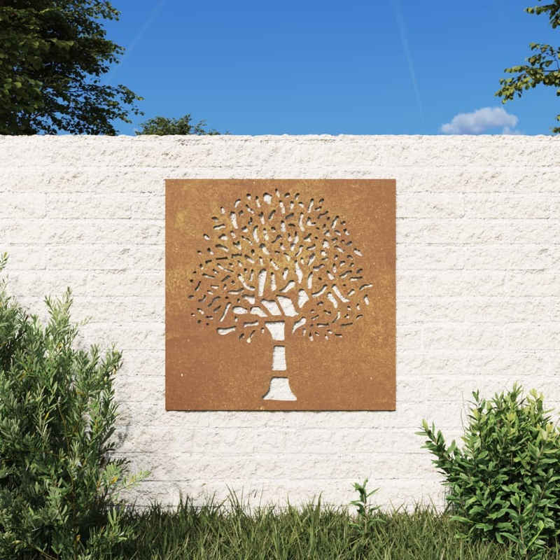 vidaXL Wandbild Garten-Wanddeko 55x55 cm Cortenstahl Baum-Design