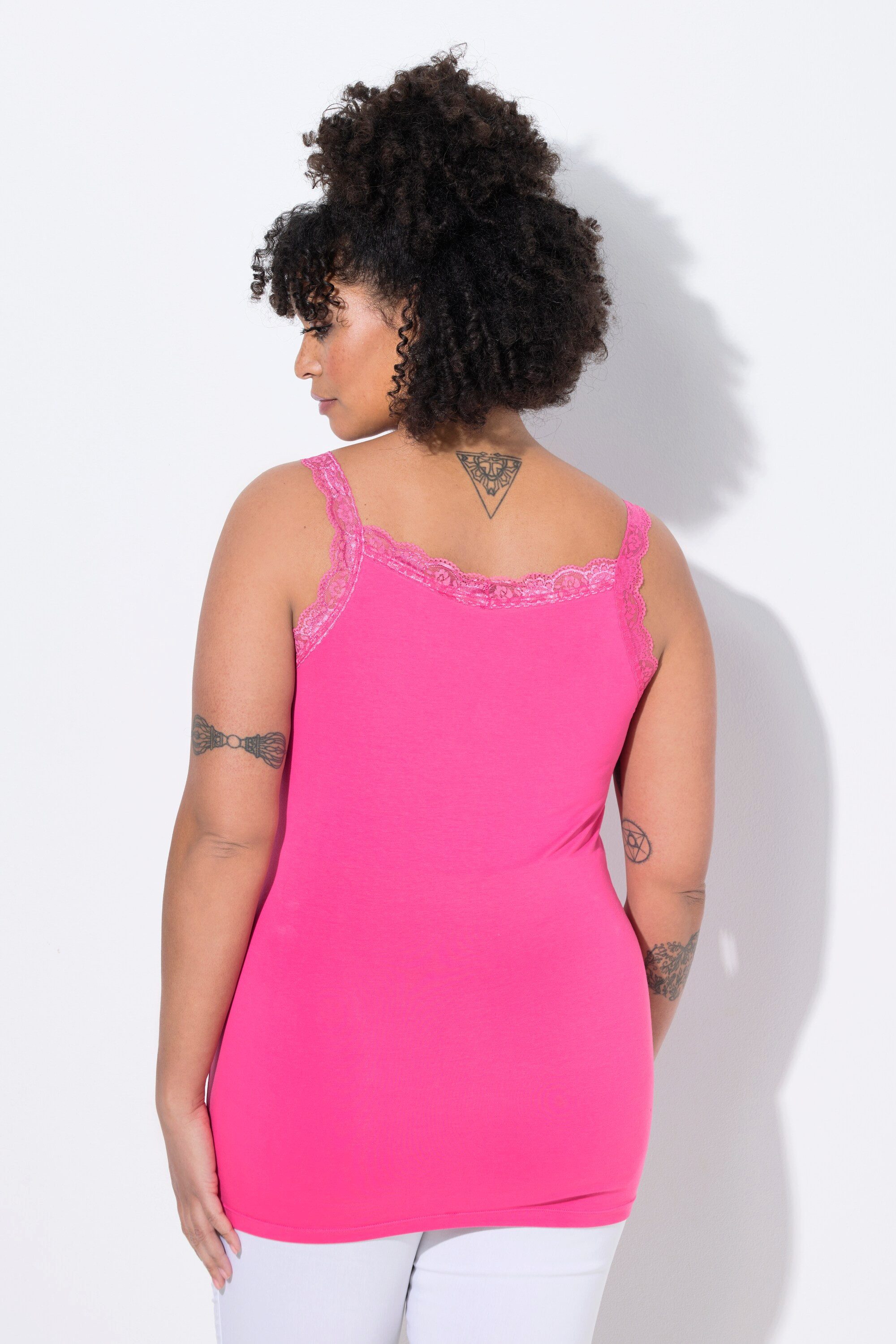 MIAMODA Longtop Top ärmelloser Slim Fit Ziernieten Spitze