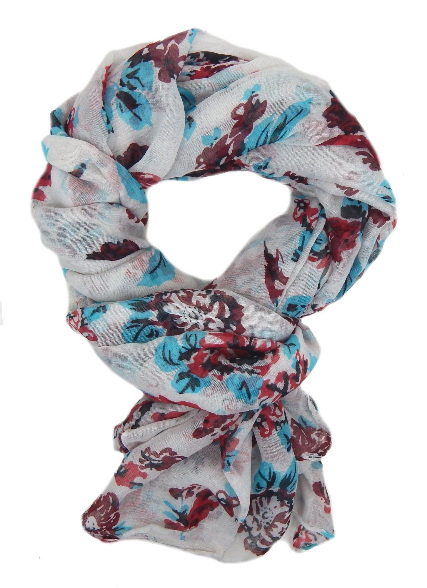 Ella Jonte breiter leichter rot Modeschal, Blumen elfenbeinfarben Schal