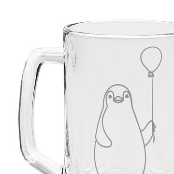 Mr. & Mrs. Panda Bierkrug Pinguin Luftballon - Transparent - Geschenk, Vatertag, Kirmes, Kind, Premium Glas, Lasergravur