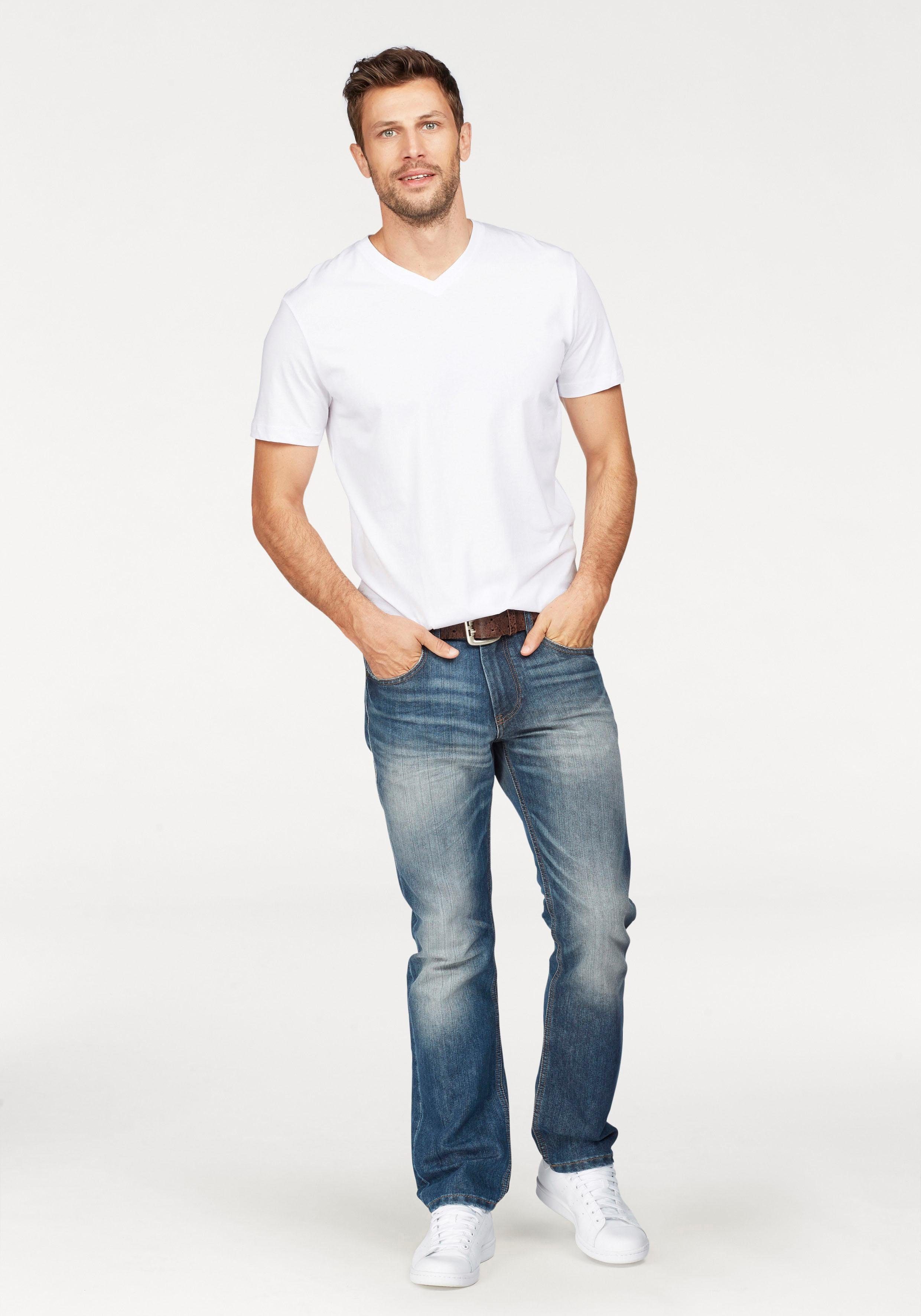 TOM TAILOR T-Shirt V-Ausschnitt mit weiß (2er-Pack)