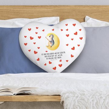 Mr. & Mrs. Panda Dekokissen Pinguin Mond - Weiß - Geschenk, schlafen, Herzform, Dekokissen, Herz, Individuell bedruckt