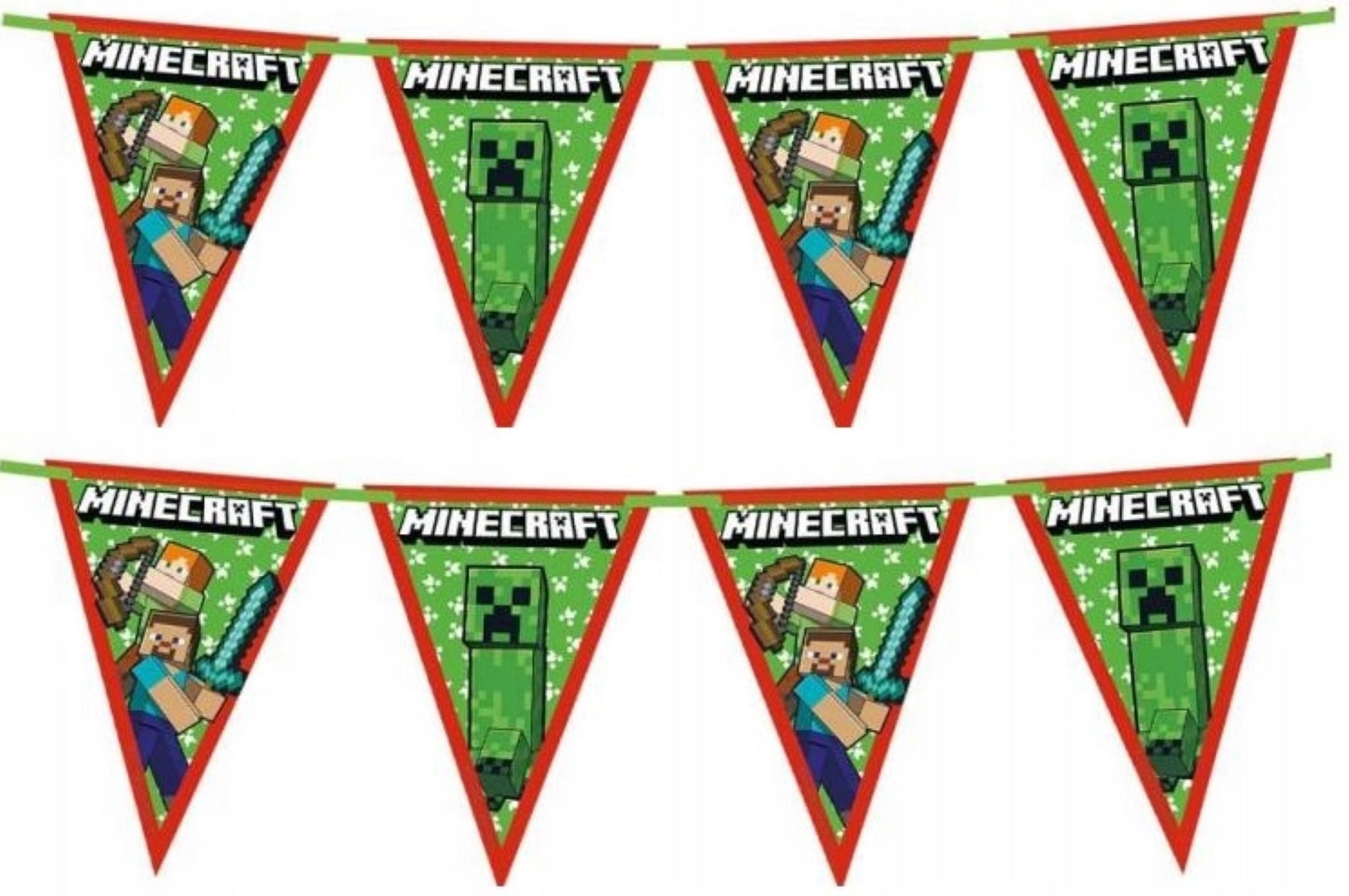 Festivalartikel Girlande Minecraft Creeper Geburtstagsbanner 230cm - Party Deko