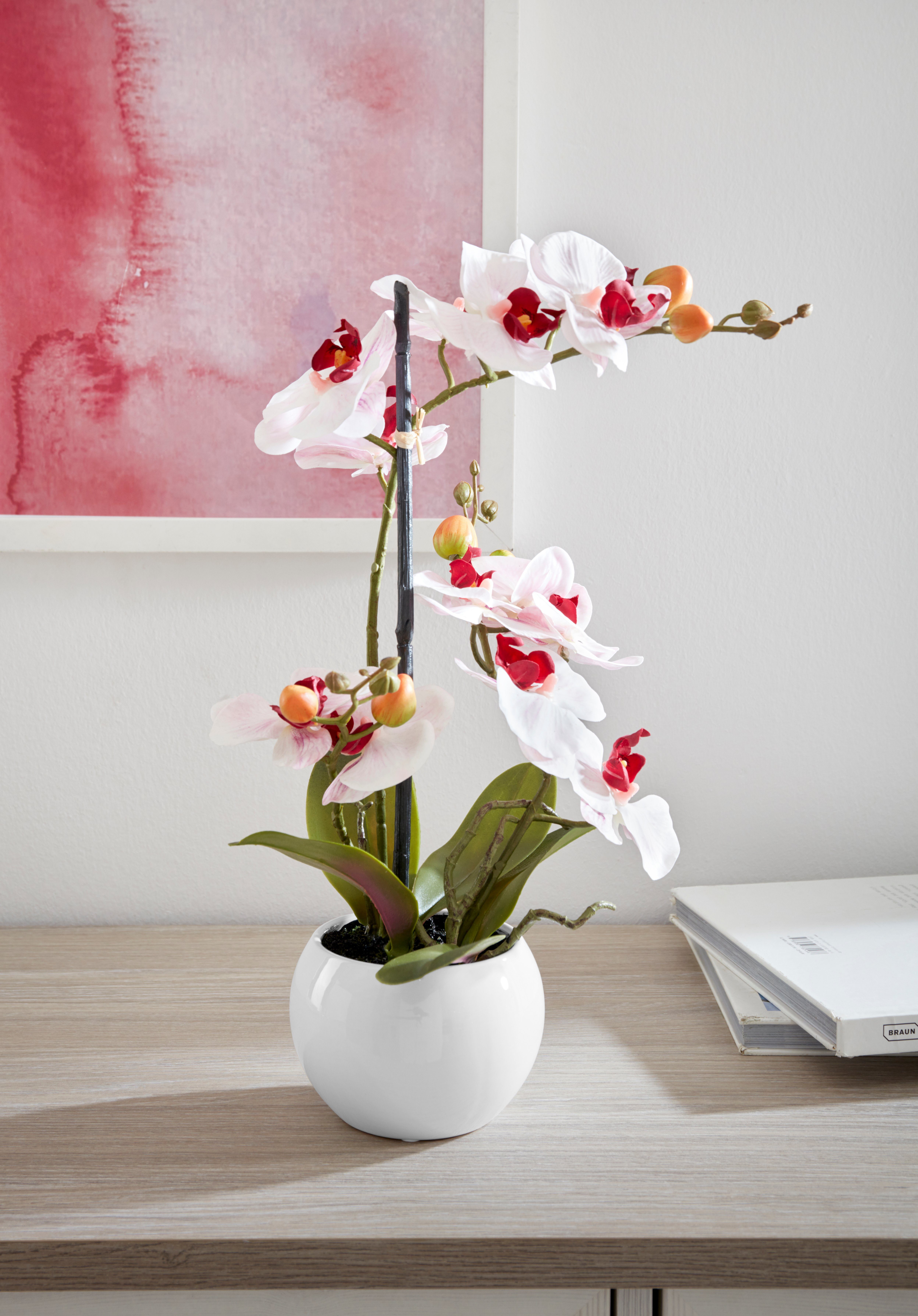 DELAVITA, Höhe Topf Ernestine Orchidee, im 42 Kunstpflanze, Kunstorchidee cm,