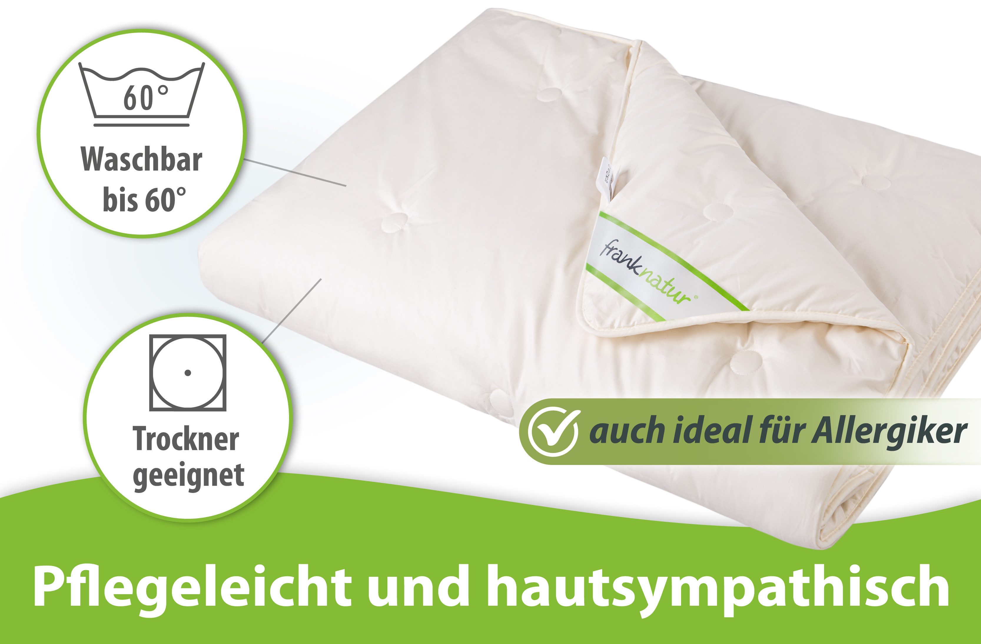 franknatur Naturfaserbettdecke Winterdecke Lyocell Bio, Füllung: 100% Lyocell/Tencel®, Bezug: 100% Baumwolle kbA, warme atmungsaktive Winter-Bettdecke – Bild 4 von 5
