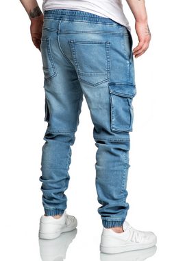 Amaci&Sons Cargojeans ALSIP Sweathose im Denim Look Herren Sweathose in Stretch Denim Jeans