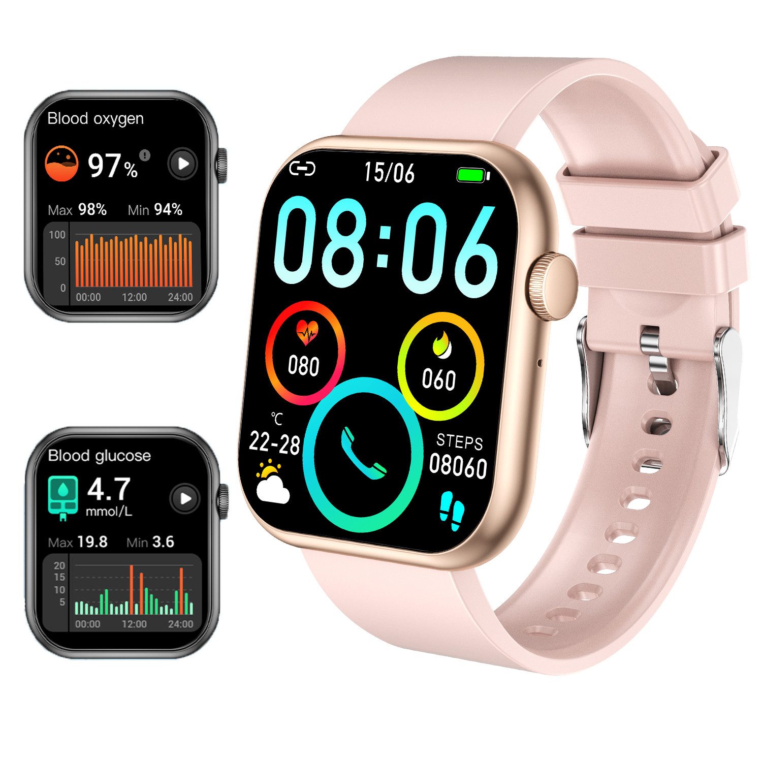 Smartwatch Sportuhr mit Telefonfunktion für Herren und Damen Smartwatch