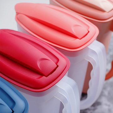 Engelland Wasserkrug Getränkekkrug mit Füllskala und abnehmbarem Deckel, (Vorteils-Set, 1-tlg., 2 Liter Fassungsvermögen je Krug), BPA-frei, frostbeständig, spülmaschinengeeignet, Kühlschrankkrug