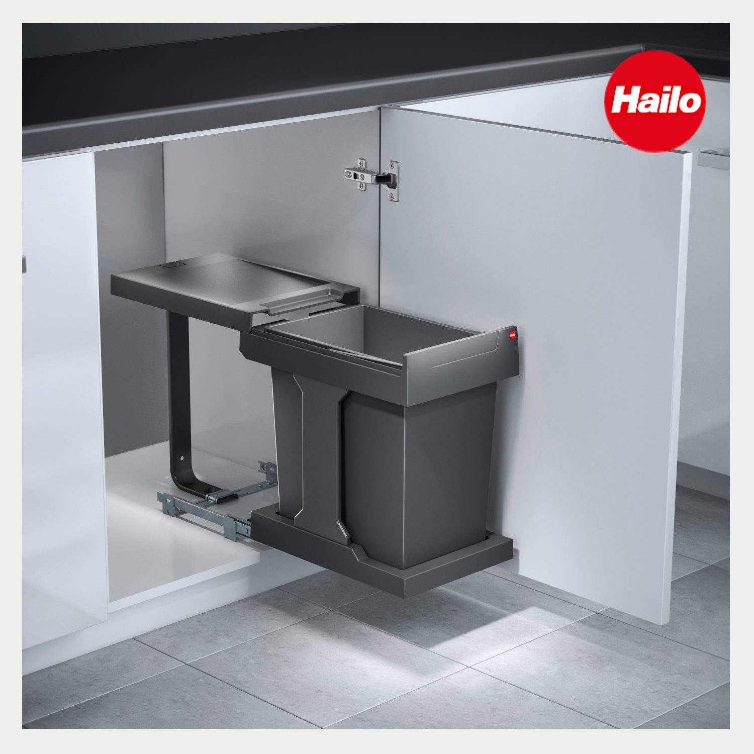 Hailo Einbaumülleimer Hailo Abfallsammler 3635001 AS Swing Solo manual 20 Liter, für Schrankbreite ab 300 mm mit Drehtür