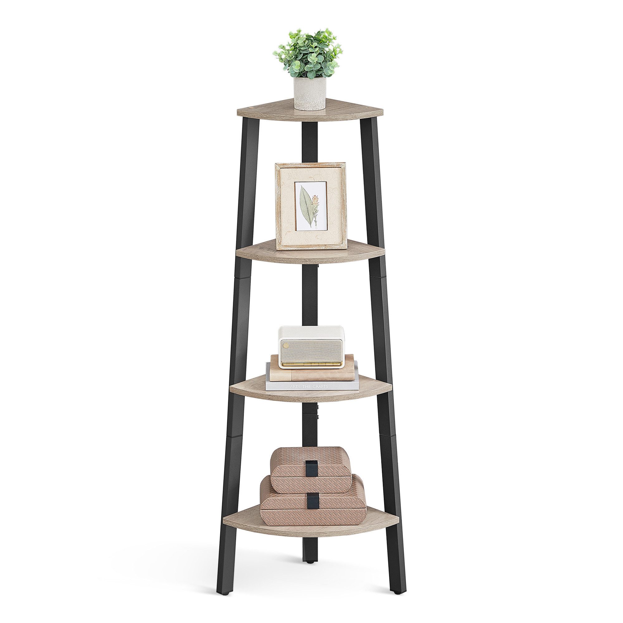 VASAGLE Eckregal, Bücherregal, mit 4/5 Ebenen, H: 125/159cm, mit Stahlrahme günstig online kaufen