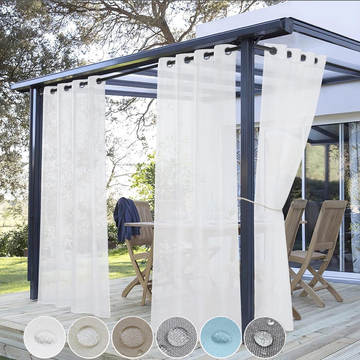 Wasserdicht Outdoor Vorhang,Balkon Sichtschutz mit Ösen